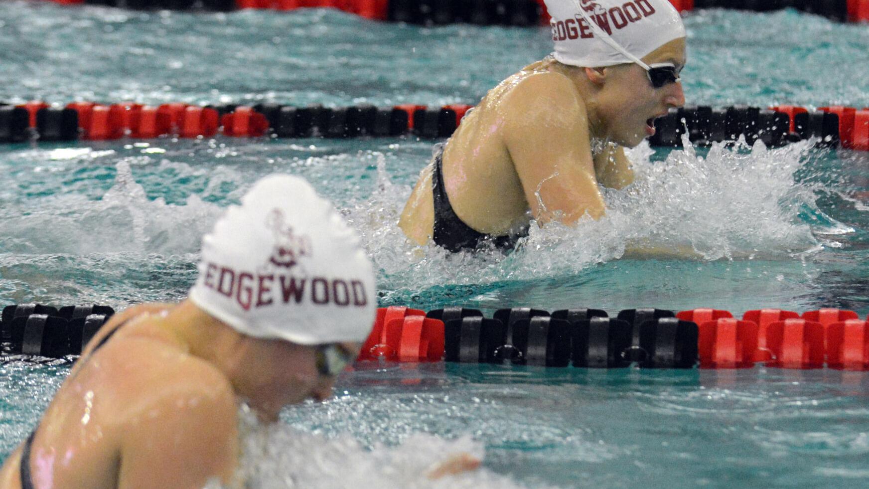 The scene from the WIAA Division 2 state girls swimming and diving meet